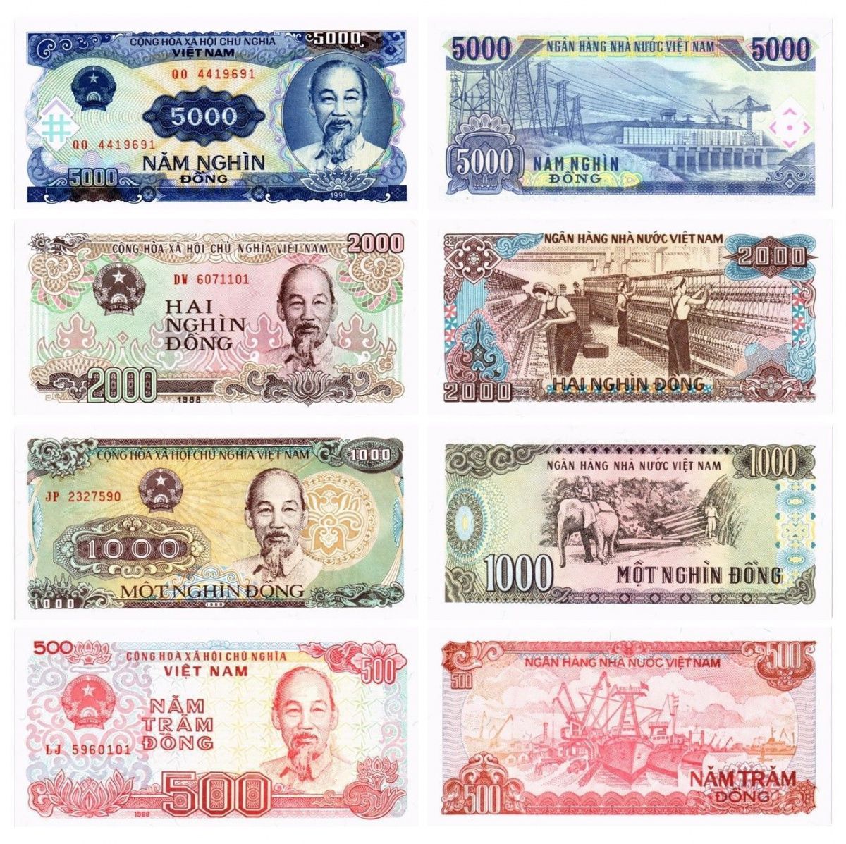 ВЬЕТНАМ НАБОР 500 1000 2000 5000 ДОНГ 1
