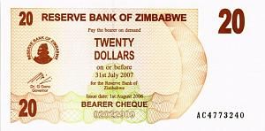 ЗИМБАБВЕ 20 ДОЛЛАРОВ 1