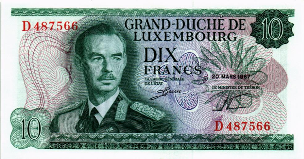 ЛЮКСЕМБУРГ 10 ФРАНКОВ 1