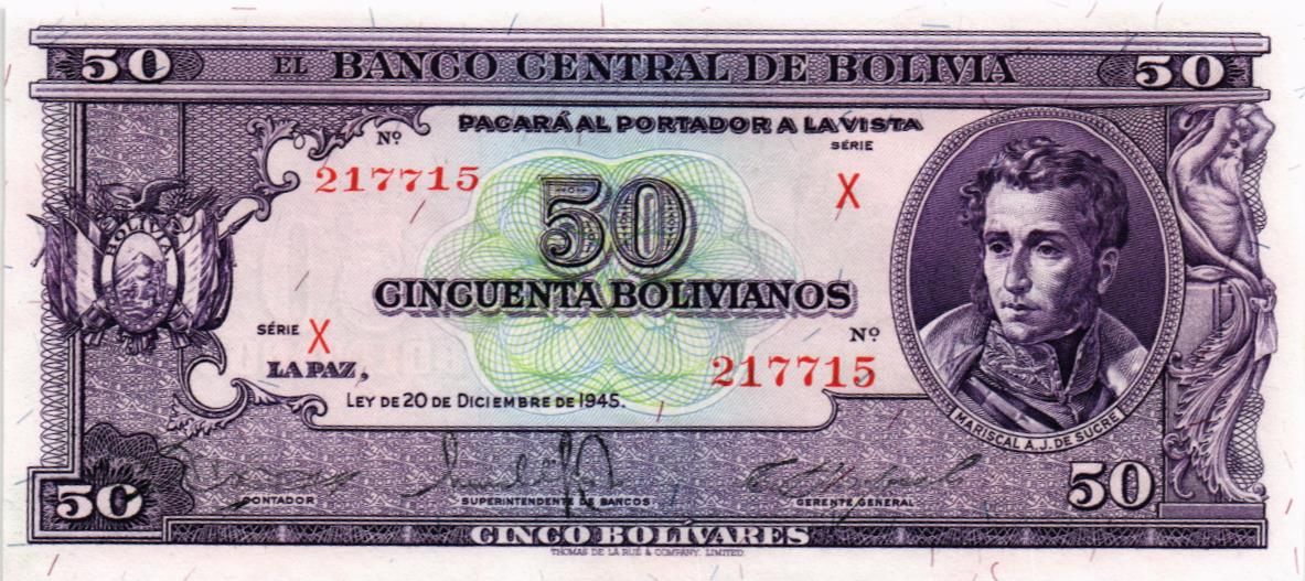 БОЛИВИЯ 50 БОЛИВИАНО 1
