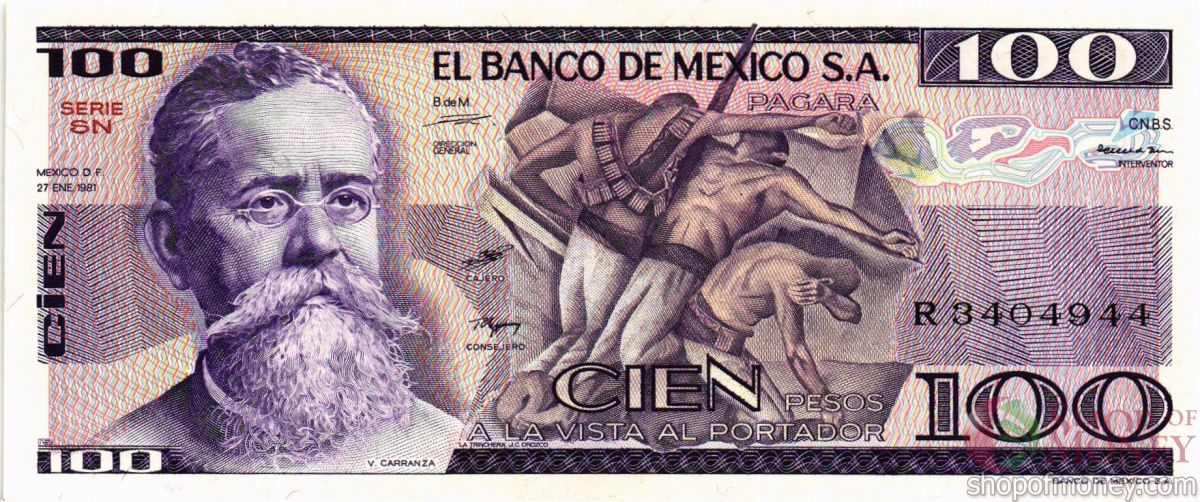 МЕКСИКА 100 ПЕСО (-SN- СЕРИЯ) 1