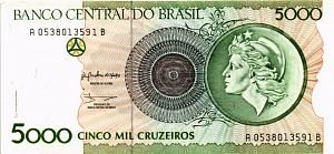 БРАЗИЛИЯ 5000 КРУЗЕЙРО 1
