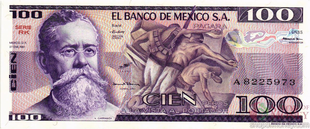 МЕКСИКА 100 ПЕСО (-RK- СЕРИЯ) 1