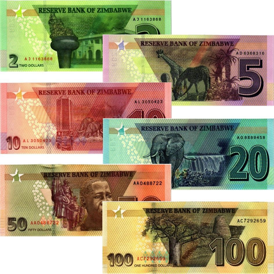 ЗИМБАБВЕ НАБОР 2 5 10 20 50 100 ДОЛЛАРОВ 2