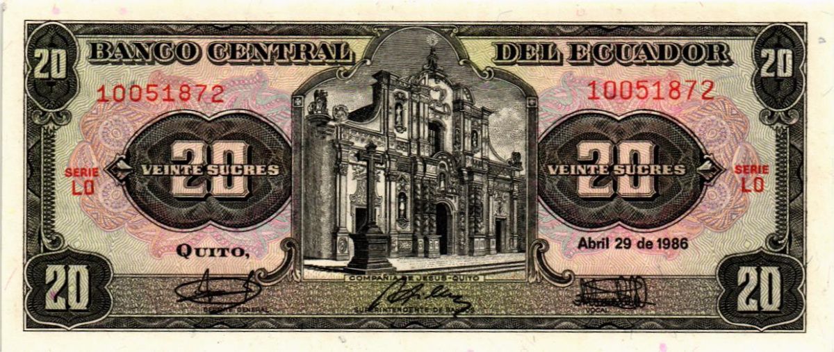 ЭКВАДОР 20 CУКРЕ 1