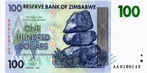 ЗИМБАБВЕ 100 ДОЛЛАРОВ (-АА-) 1