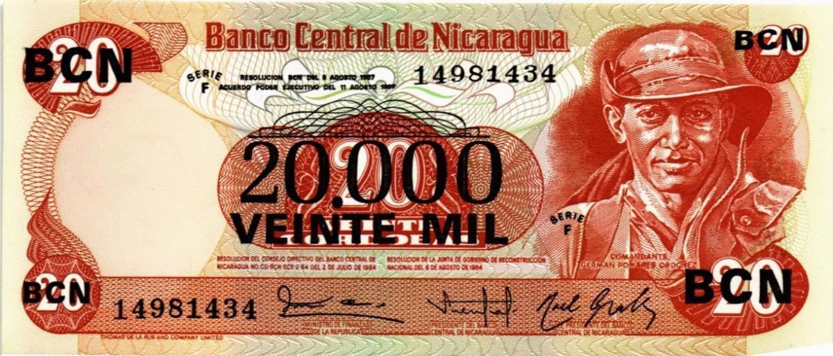 НИКАРАГУА 20000 КОРДОБА (НАДПЕЧАТКА) 1