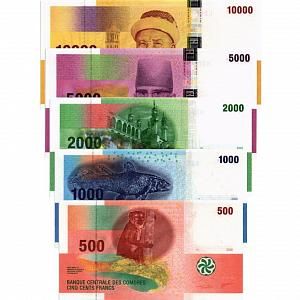 КОМОРСКИЕ ОСТРОВА НАБОР 500-1000-2000-5000-10000 ФРАНКОВ 1