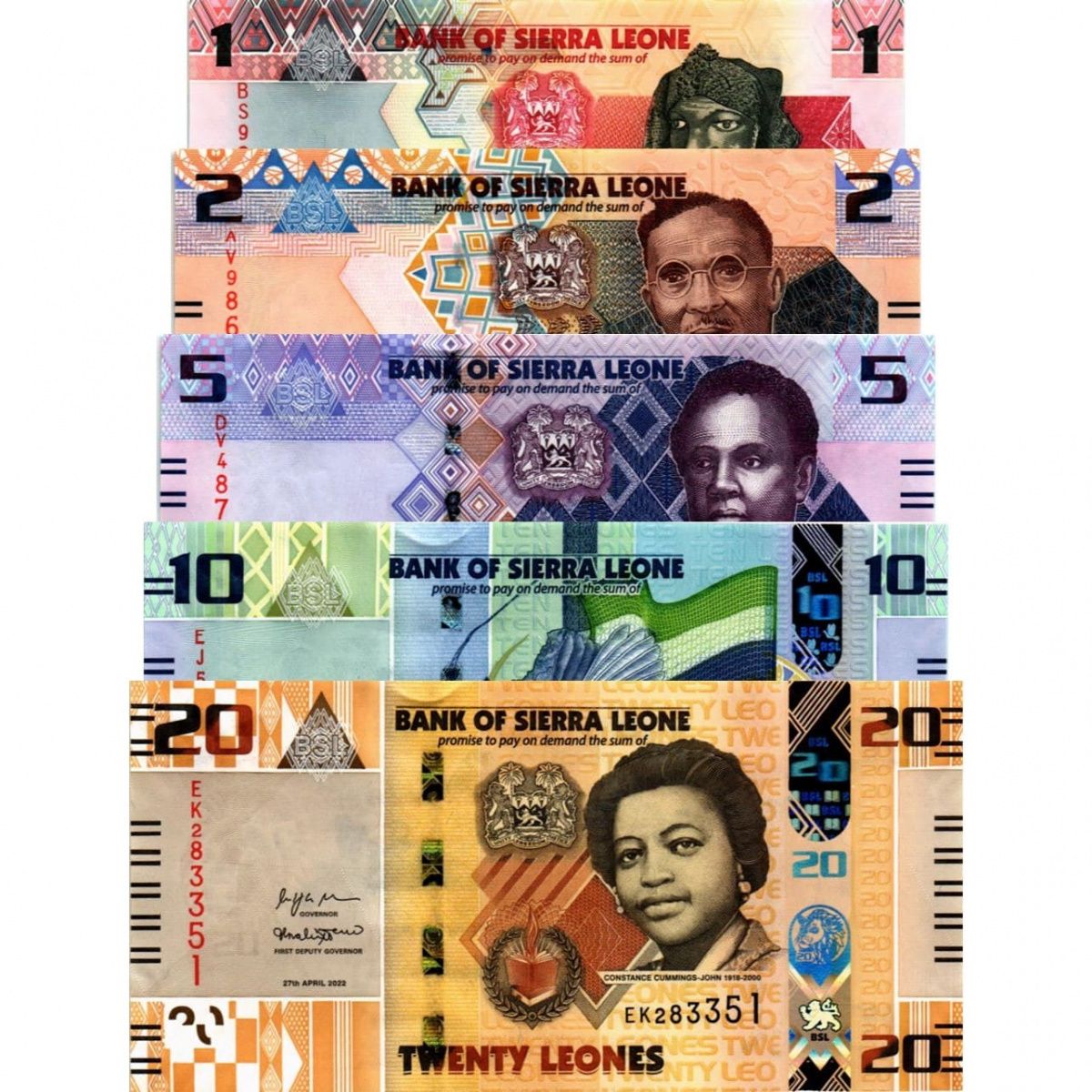 СЬЕРРА ЛЕОНЕ НАБОР 1 2 5 10 20 ЛЕОНЕ 1
