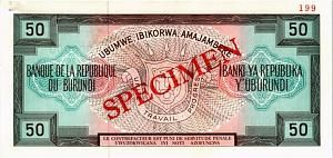 БУРУНДИ 50 ФРАНКОВ (SPECIMEN) 2