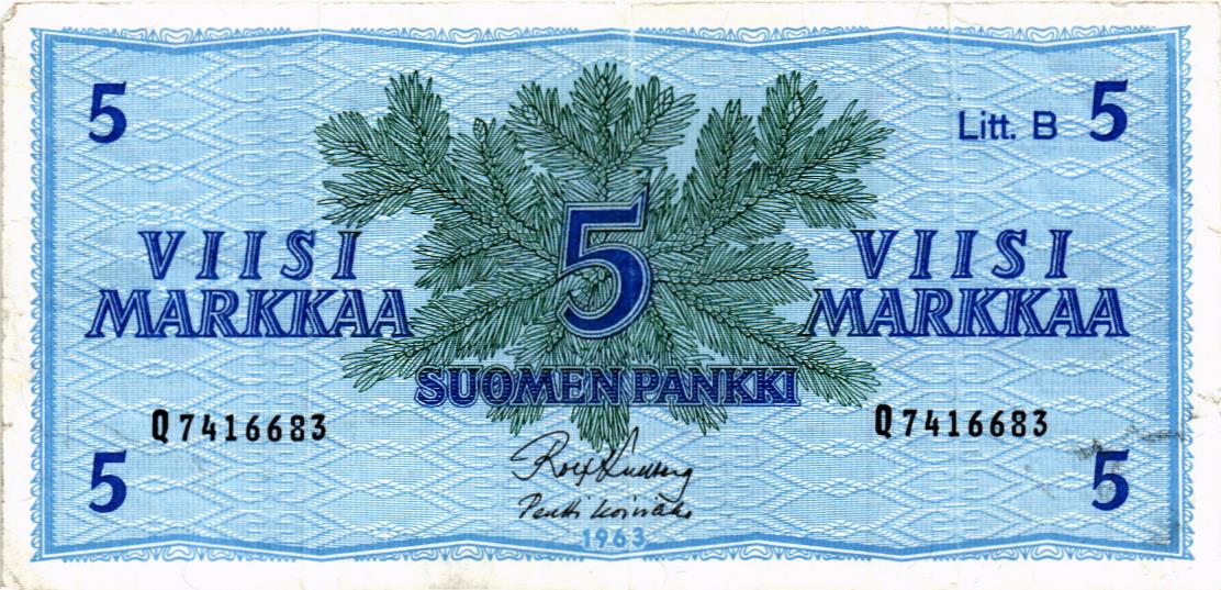 ФИНЛЯНДИЯ 5 МАРОК (Litt. B) 1