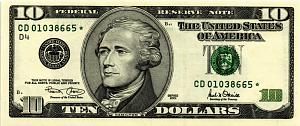 США 10 ДОЛЛАРОВ (D4 - КЛИВЛЕНД, REPLACEMENT) 1