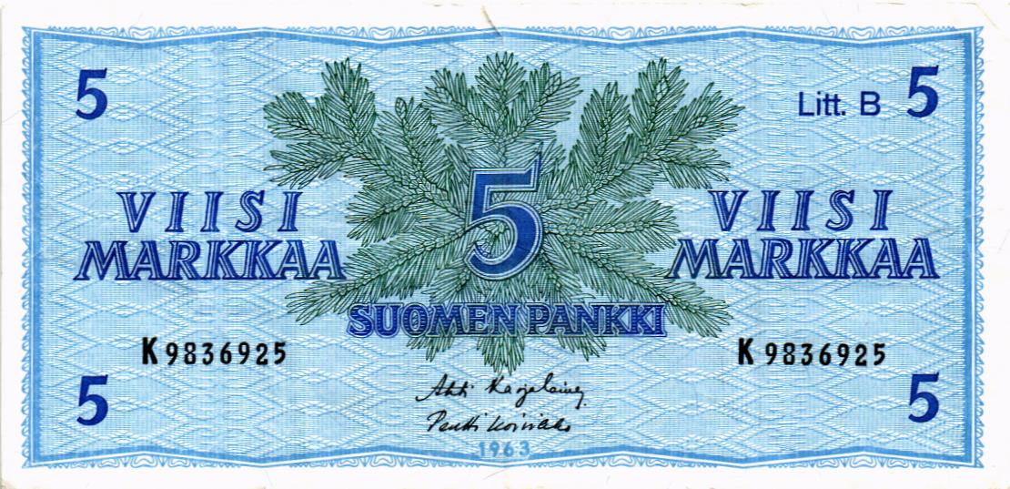ФИНЛЯНДИЯ 5 МАРОК (Litt. B) 1