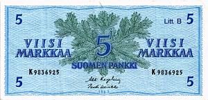 ФИНЛЯНДИЯ 5 МАРОК (Litt. B) 1