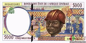 ГОСУДАРСТВА ЦЕНТРАЛЬНОЙ АФРИКИ (-C-КОНГО) 5000 ФРАНКОВ 1