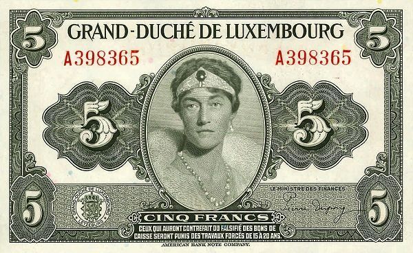 ЛЮКСЕМБУРГ 5 ФРАНКОВ 1