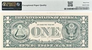 США 1 ДОЛЛАР (B - НЬЮ-ЙОРК - PMG - ГРЕЙД 64) #B02826779D 2