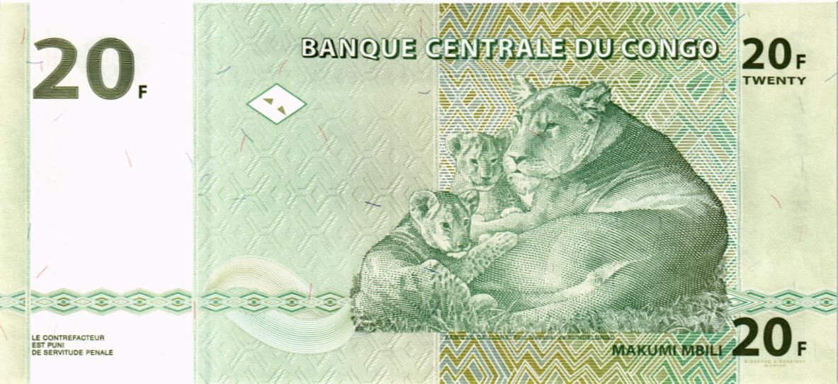 КОНГО ДР 20 ФРАНКОВ 2