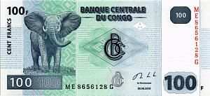 КОНГО ДР 100 ФРАНКОВ 1