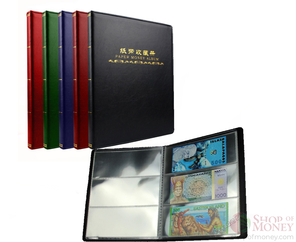 АЛЬБОМ ДЛЯ КОЛЛЕКЦИОНИРОВАНИЯ БАНКНОТ НА 20 ЛИСТОВ С 3 ОТДЕЛЕНИЯМИ 2