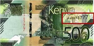 КЕНИЯ 500 ШИЛЛИНГОВ # AA 5675777 1