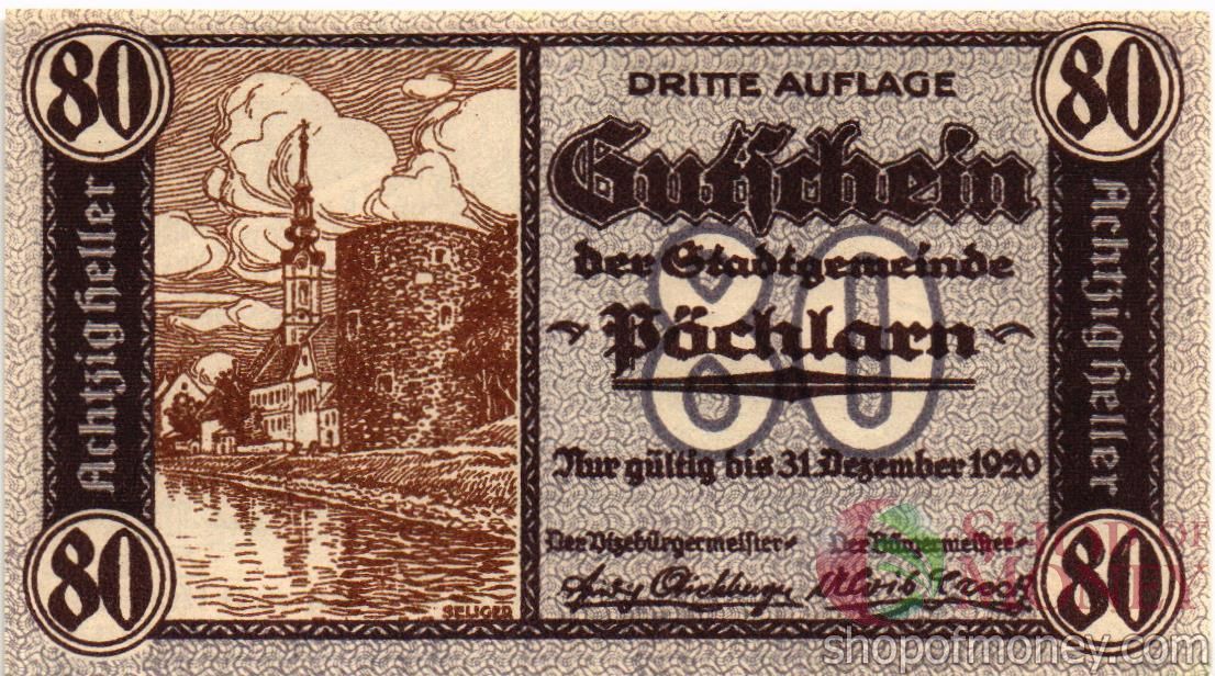 АВСТРИЯ 80 ХЕЛЛЕРОВ (НОТГЕЛЬД) 1