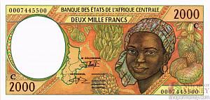 ГОСУДАРСТВА ЦЕНТРАЛЬНОЙ АФРИКИ (-C- КОНГО) 2000 ФРАНКОВ 1