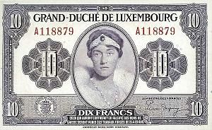 ЛЮКСЕМБУРГ 10 ФРАНКОВ 1