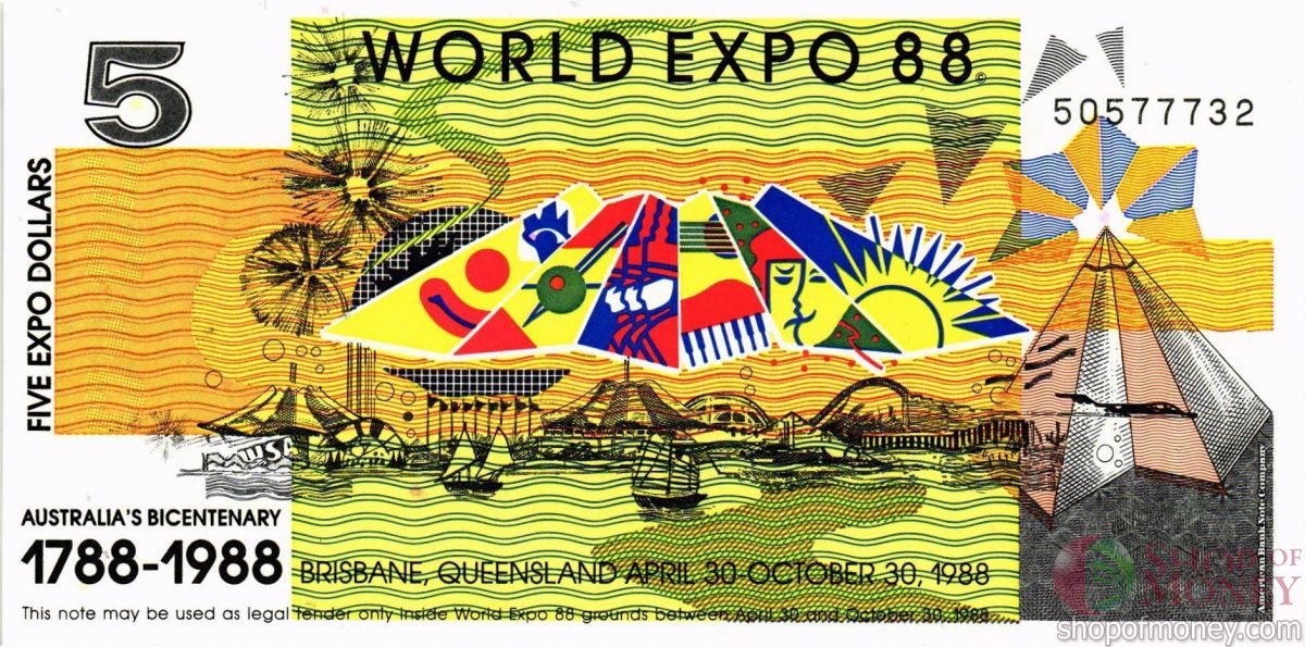 АВСТРАЛИЯ 5 ЭКСПО ДОЛЛАРА 1